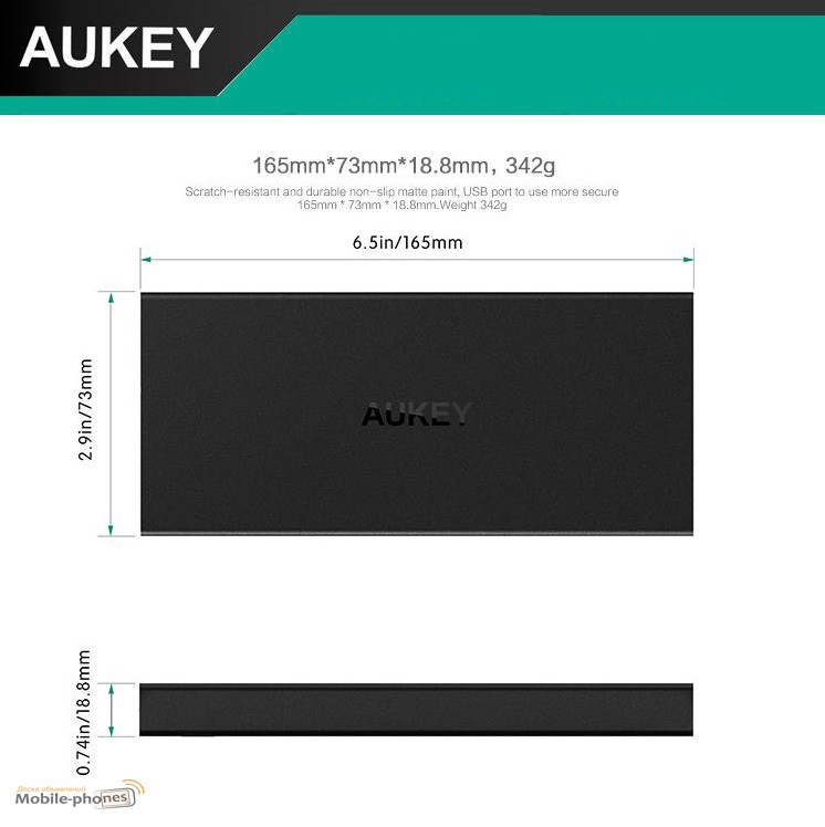 Фото 4. Aukey 16000 mAh внешний аккумулятор с функцией быстрой зарядки Qualcomm QC 2.0